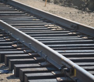 Track construction at Kamloops rail terminal